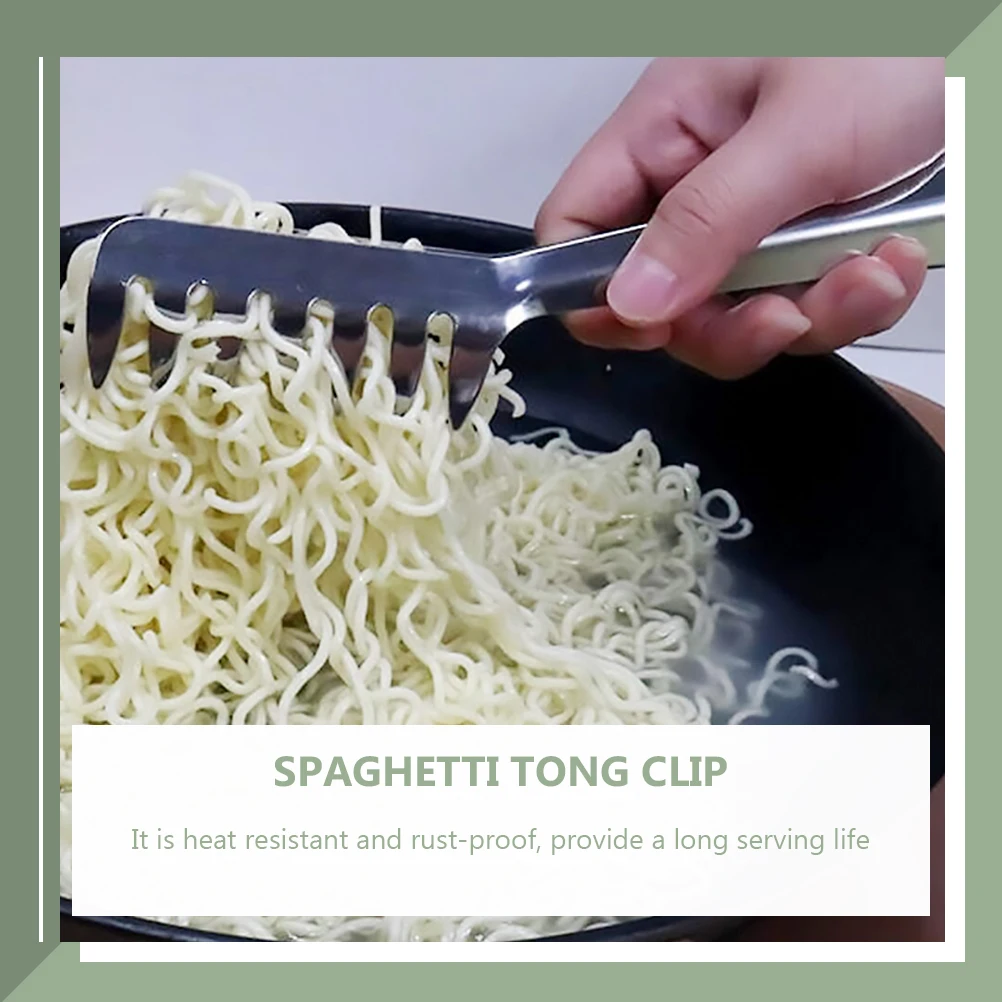 

2pcs Pasta Clips Stainless Steel 0.8mm Long Handle Heat Resistant Kitchen Tool for Home BBQ Party Restaurant Serving Spaghetti