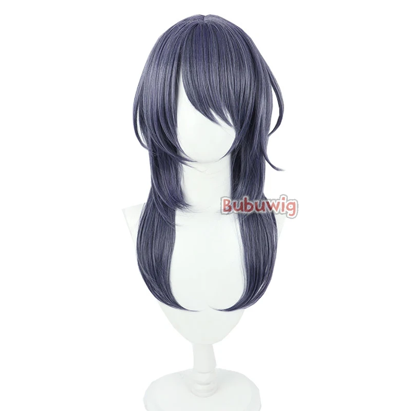 Bubuwig Synthetic Hair Path to Nowhere The Chief Of MBCC Female Cosplay Wigs 45cm Long Dark Gray Mixed Blue Wigs Heat Resistant