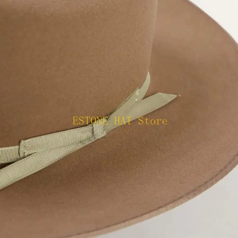 49MF Vintage Homburg Cowboy Hats Victorian Age Western Porkpie Hat Top Hat for Dinner Outdoor Casual Wear