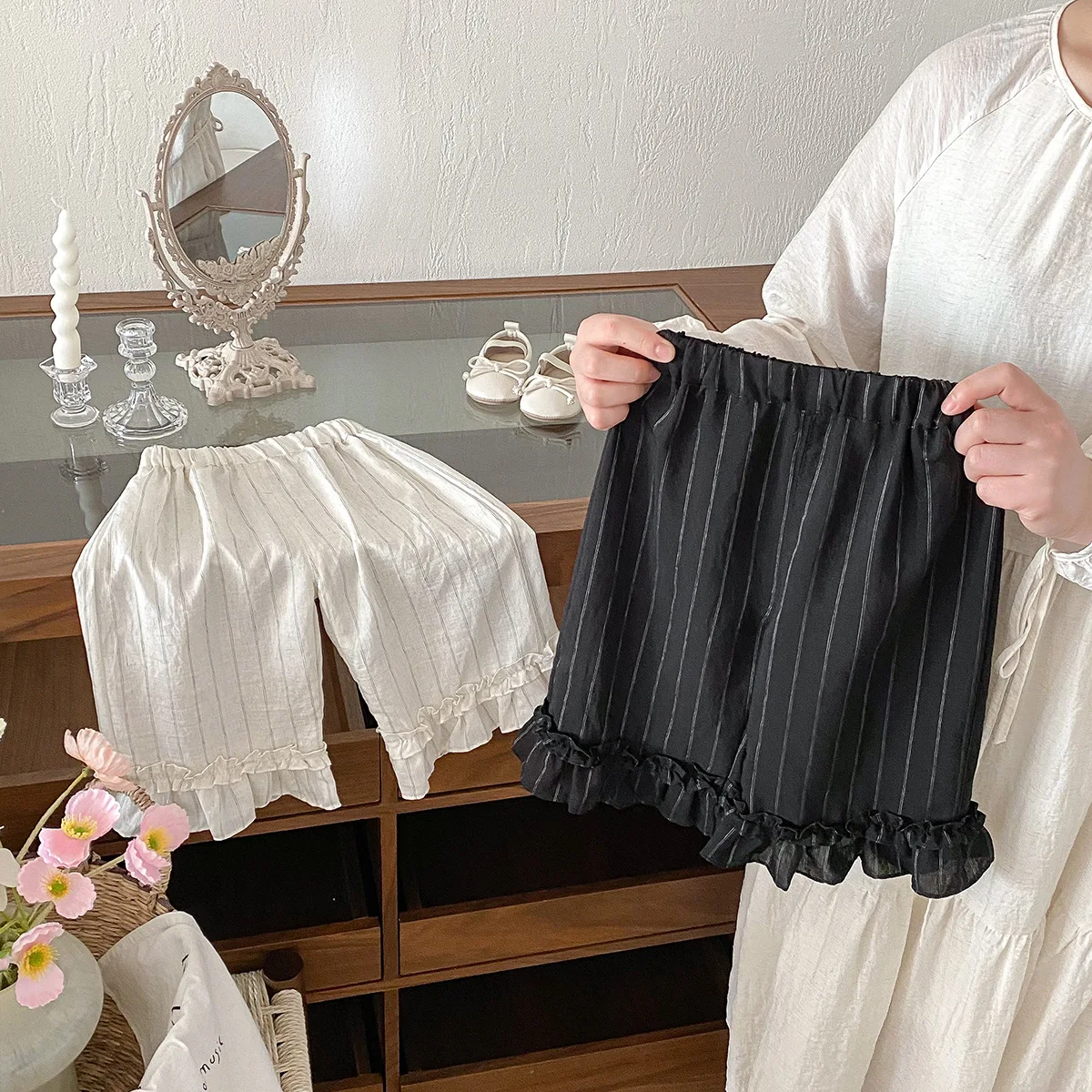 Girls' Summer Wide-leg Pants 2025 New Loose Lace Children's Foreign Wide-leg Baby Pants Summer Fashion