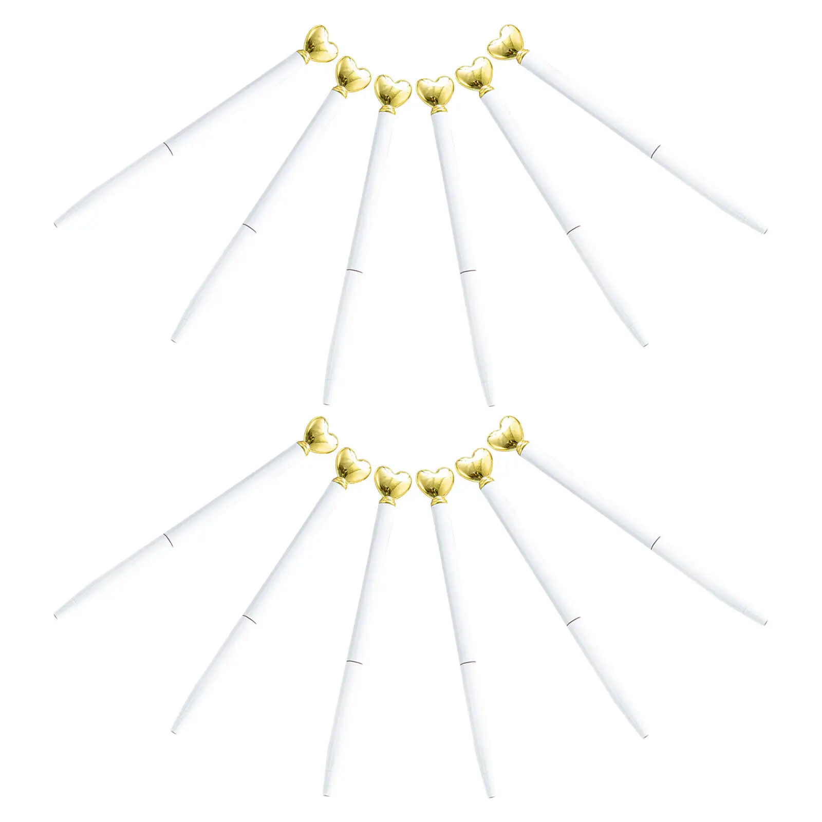 

12Pcs Heart Ballpoint Pens Metal Refillable Valentine Day Wedding Retractable Love Writing Pen Guest Book Supplies