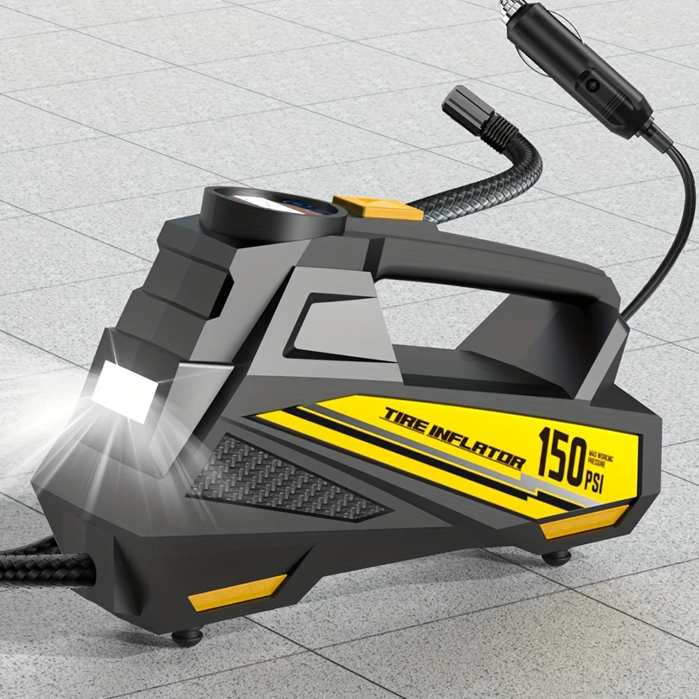 

Электрический воздушный компрессор 150PSI для велосипедов с LED-подсветкой, автоматический электронасос с цифровым дисплеем для автомобилей, велосипедов и мячей