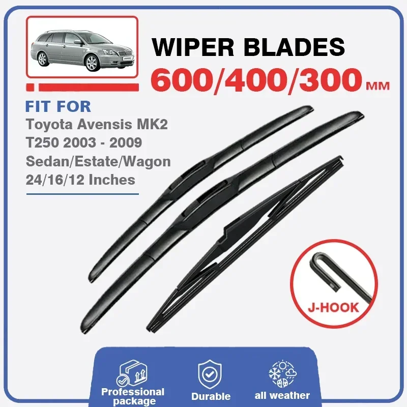 Front Windshield Wiper Rear Wiper Set For Toyota Avensis T25 2003 - 2009 MK2 Washer Brushes Blades Window Windscreen 24\