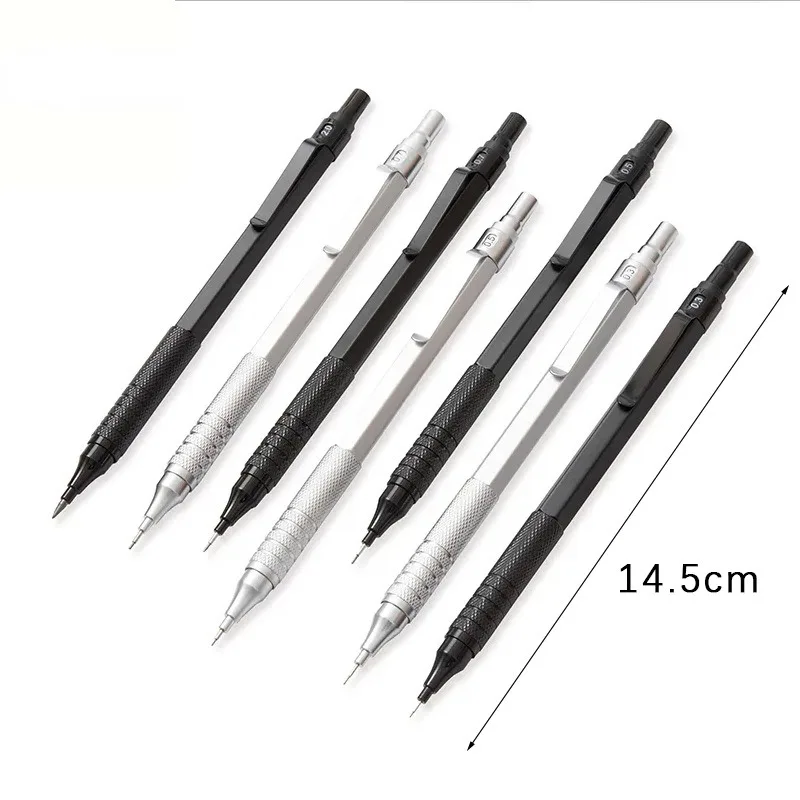 Vollmetall-Druckbleistift-Set, Kunstskizze, 0,3 0,5, 0,7 0,9 2,0 mm, HB-Leitungen, einziehbare Spitze, Schule, Schreibstift, Geschenk, Schreibwaren