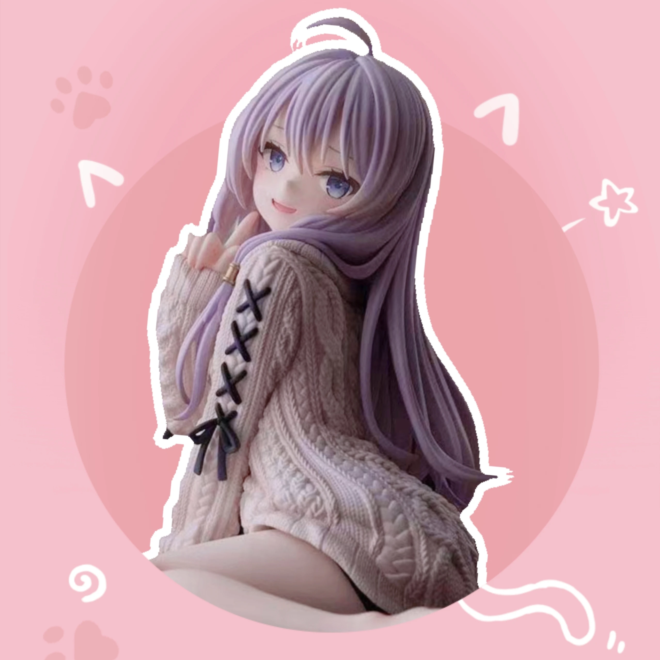 

The Journey of Elaina Anime Figures GK Model Elaina Sweater Doll Action Figure Room Decor Gift Toys 13cm