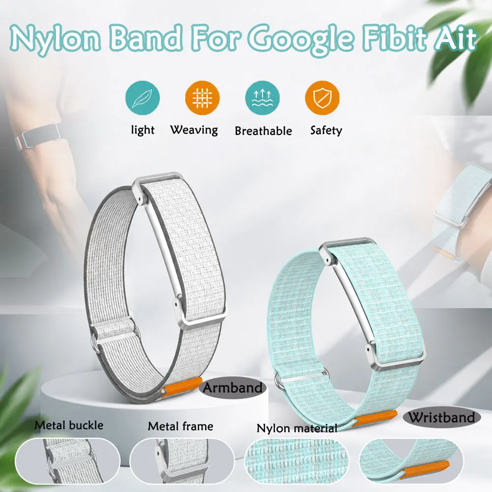 2PCS Nylon Sport Watch Band for Google Fitbit Air All Day Adjustable Fabric Comfort Replacement Strap Band for Google Fitbit Air