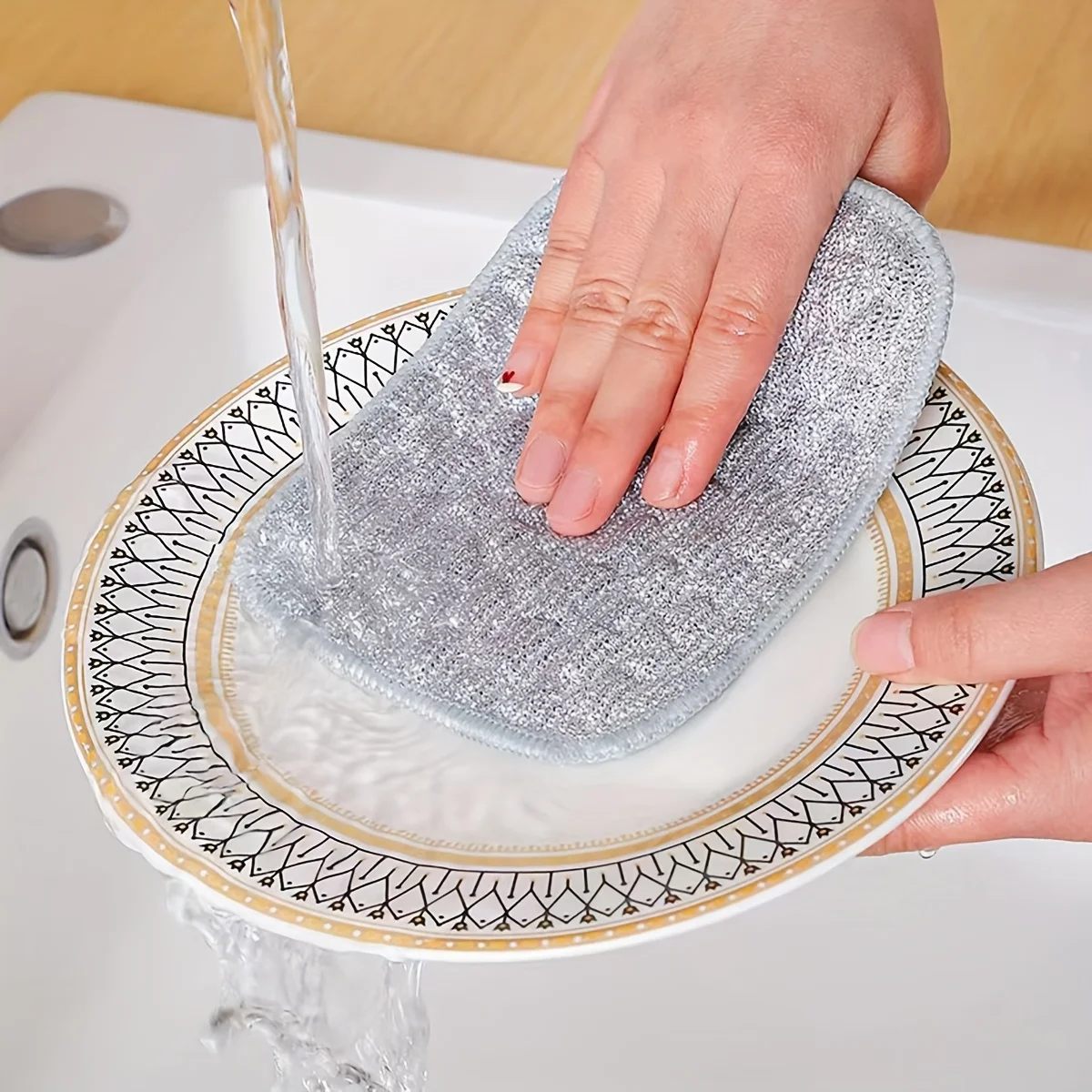 

Wiping Rags Steel Wire Washing Cloth Microfiber Dishcloths Double-side Dishwashing Cloth Non-Stick Oil Reusable Washcloth