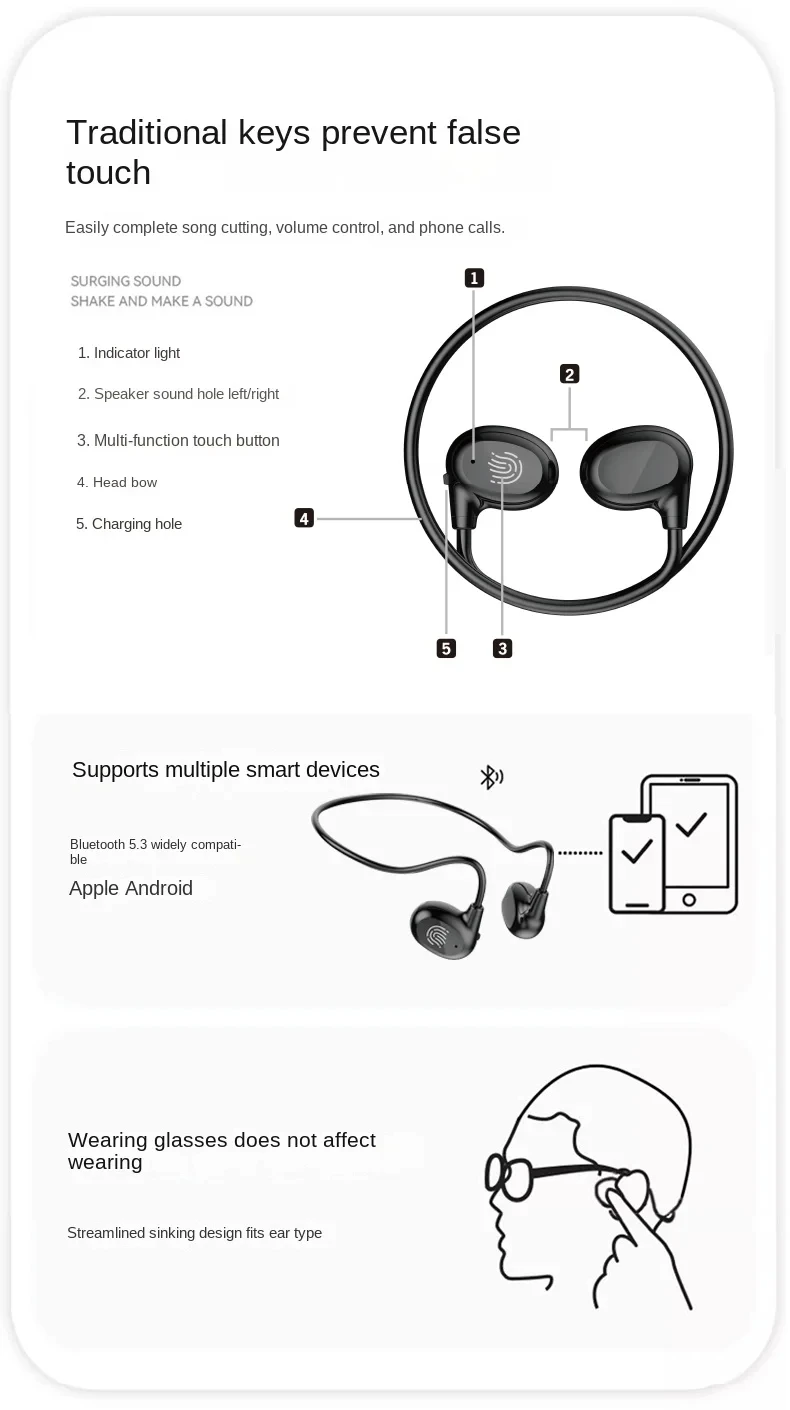 Xiaomi headphone nirkabel, headphone Bluetooth olahraga Stereo Over-Ear dengan mikrofon