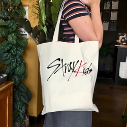 SKZ Logo Pop Music Canvas Bag Kpop Merch Korean pop music tote bag SKZ tote bag Women's fashion portable shopping bag Kpop tote