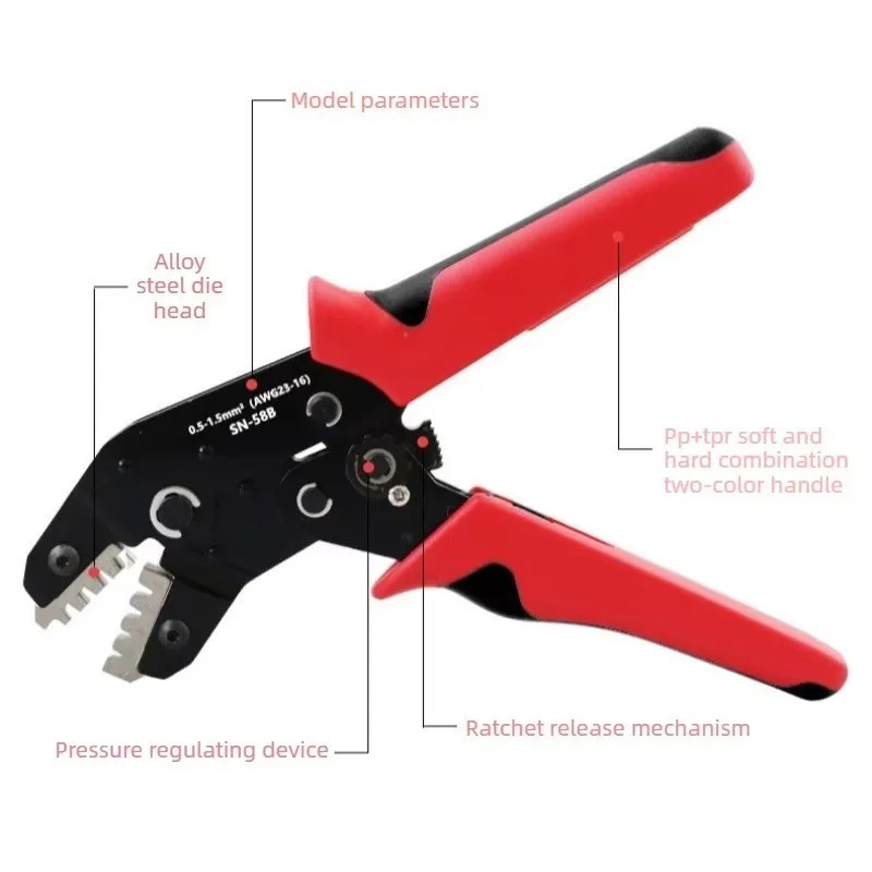 Ratchet Type Crimping Pliers SN-58B Plug-in Spring XH2.54 Terminal Crimping Pliers DuPont Cold Crimping Terminal Crimping Pliers