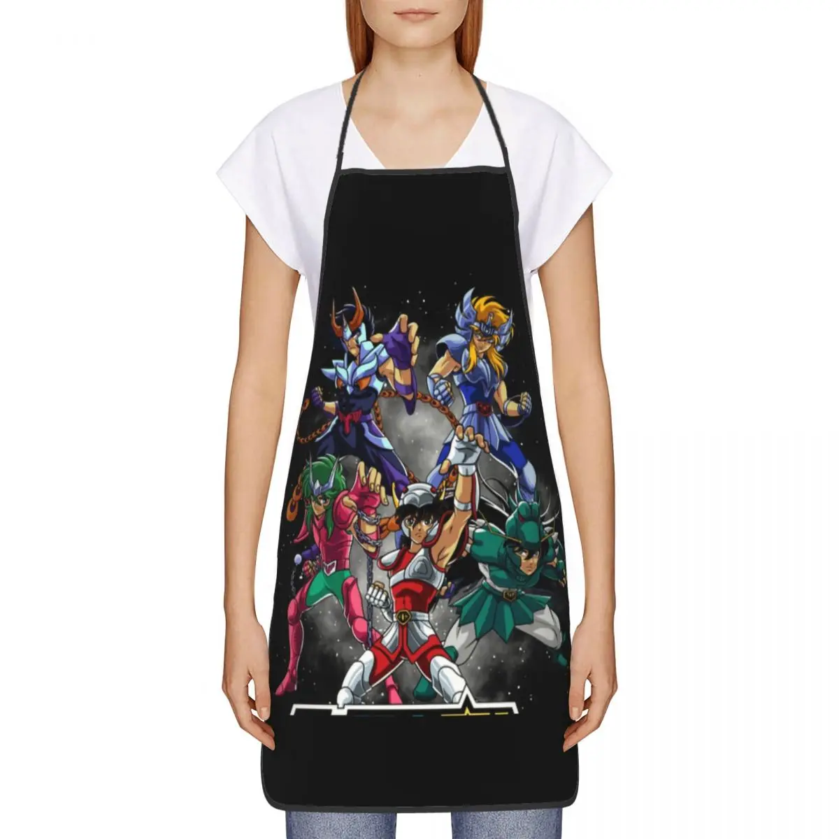 Custom Bib Saint Seiya Knights Of The Zodiac Aprons Men Women Unisex Adult Chef Cooking  Anime Manga Tablier Cuisine Gardening