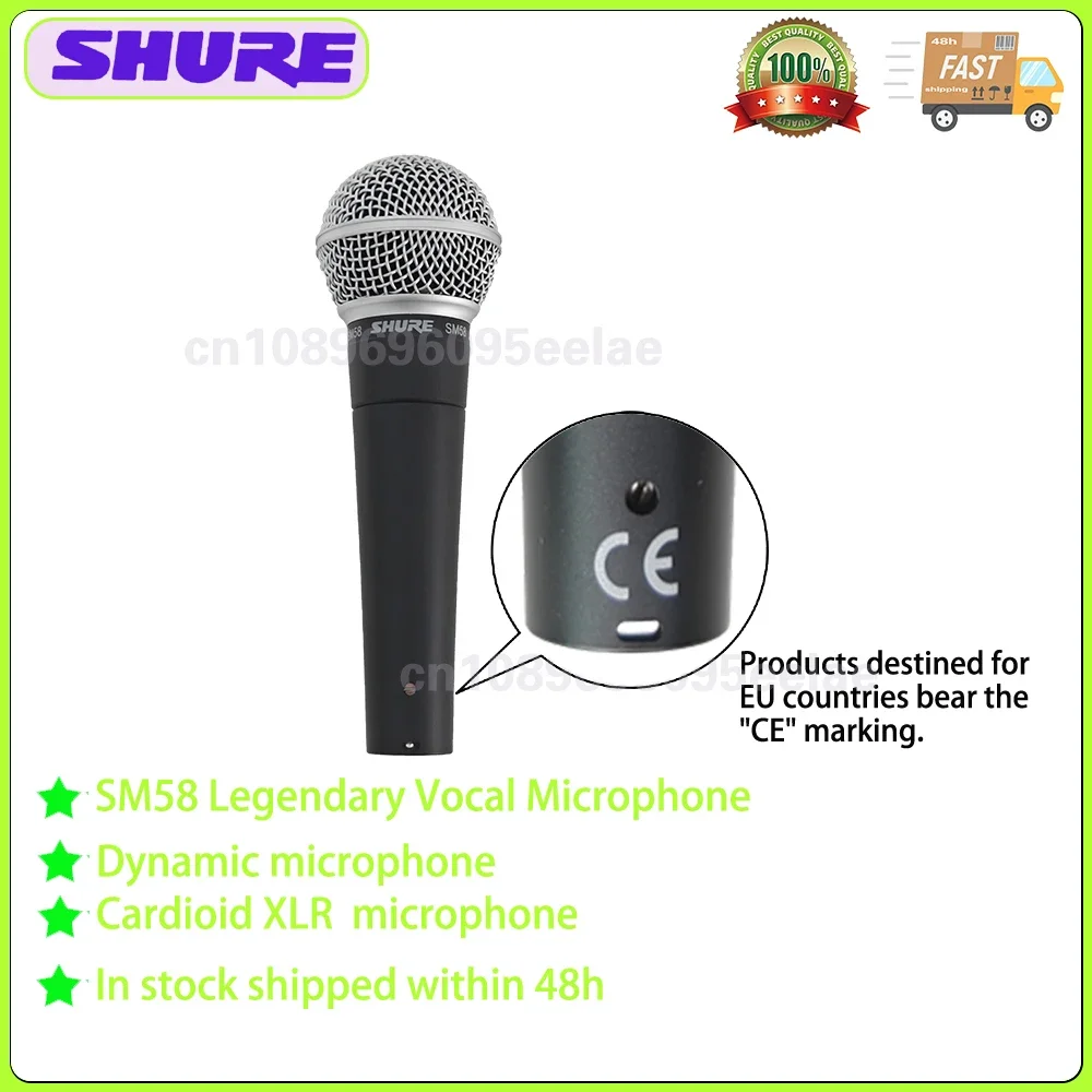 Original Shure SM58 Vocal Microphone Cardioid Dynamic Hand-held Mic Classic Vocal Stage Performance Studio Singing Home KTV Mic