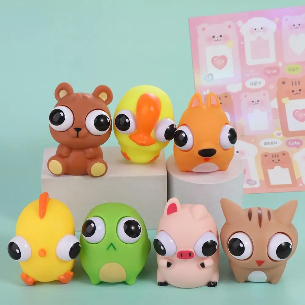 Creative Soft Pop Eye Squeeze Sensory Toys Slow Rebound Cartoon Puppy Squeeze Toy Bear Cat Rabbit Fidget Toys Office Workers
