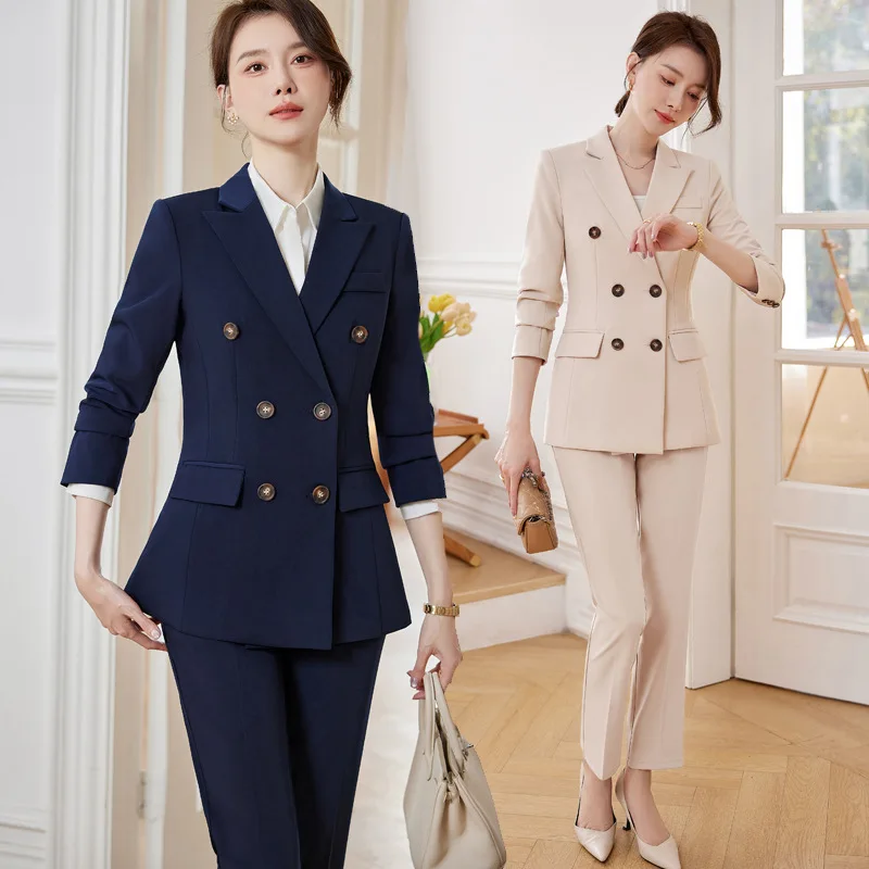 

Navy Blue Suit Women's Spring and Autumn New Temperament Commute High-End Business Wear Formal Suit Work Clothes Suit Jacket