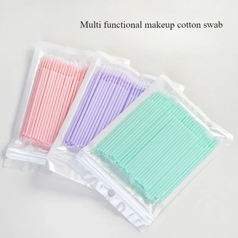 100 teile/losEinweg Baumwolle Weiche Tupfer Wimpern Verlängerung Microbrush Applikatoren Individuelle Mascara Micro Pinsel Stick