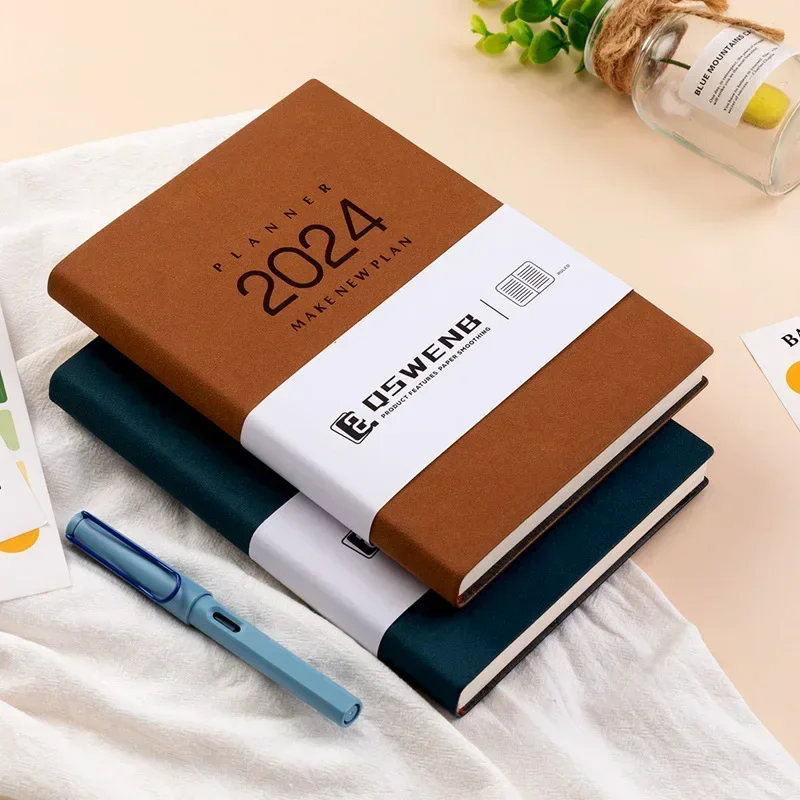 2024 New A5 English Version Schedule Book Customized Daily Time Management Manual Plan Book With 5 Stickers Diary Book Notebook