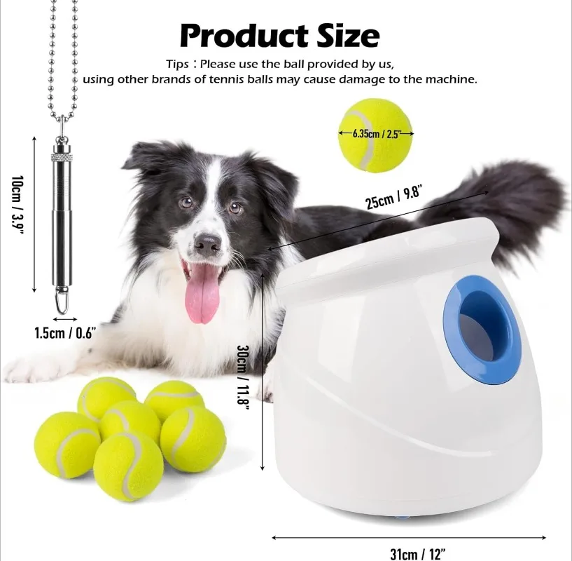 Dog Automatic Ball Launcher for Large Dogs Ball Thrower Machine Outdoor Indoor Use Interactive Dog Toy Adjustable Distance 10-40