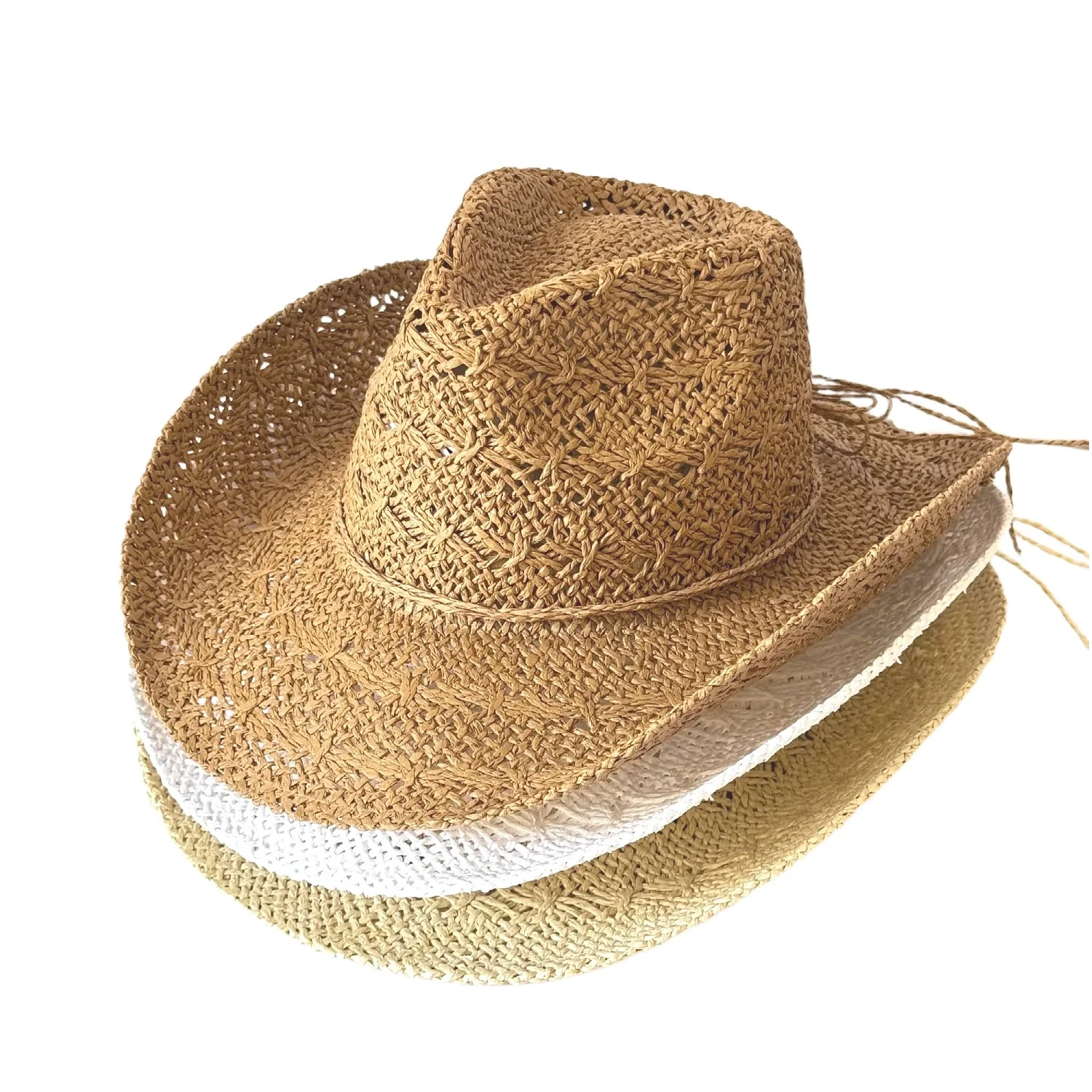 Fashionable Spring/Summer Outdoor Travel Sun Protection Beach Hats—Handcrafted Straw Hats and Trendy Cowboy Hats