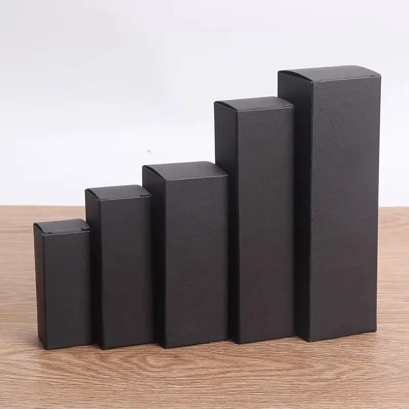 Black CardPaper Box 350gsm DIY Package For Toy Jewelry Gifts Glass Bottles Tubes Jar 50Pcs/pcs W*W 3 4 5 6 7 8 9 10 H 3~23cm