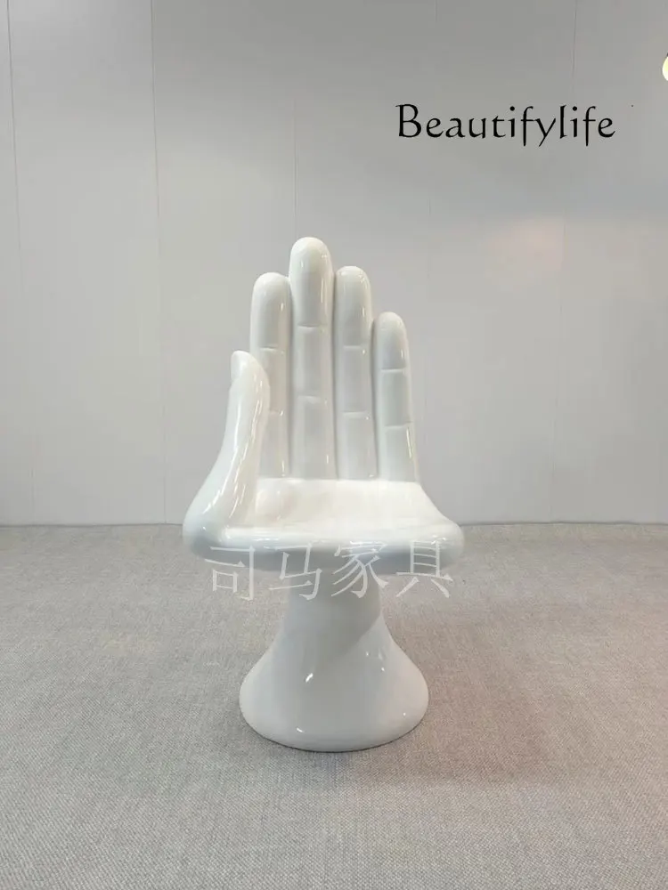 

Nordic Designer Fiberglass Lounge Chair Shaped Buddha Hand Chair Single Sofa Back Giant Chair Resin