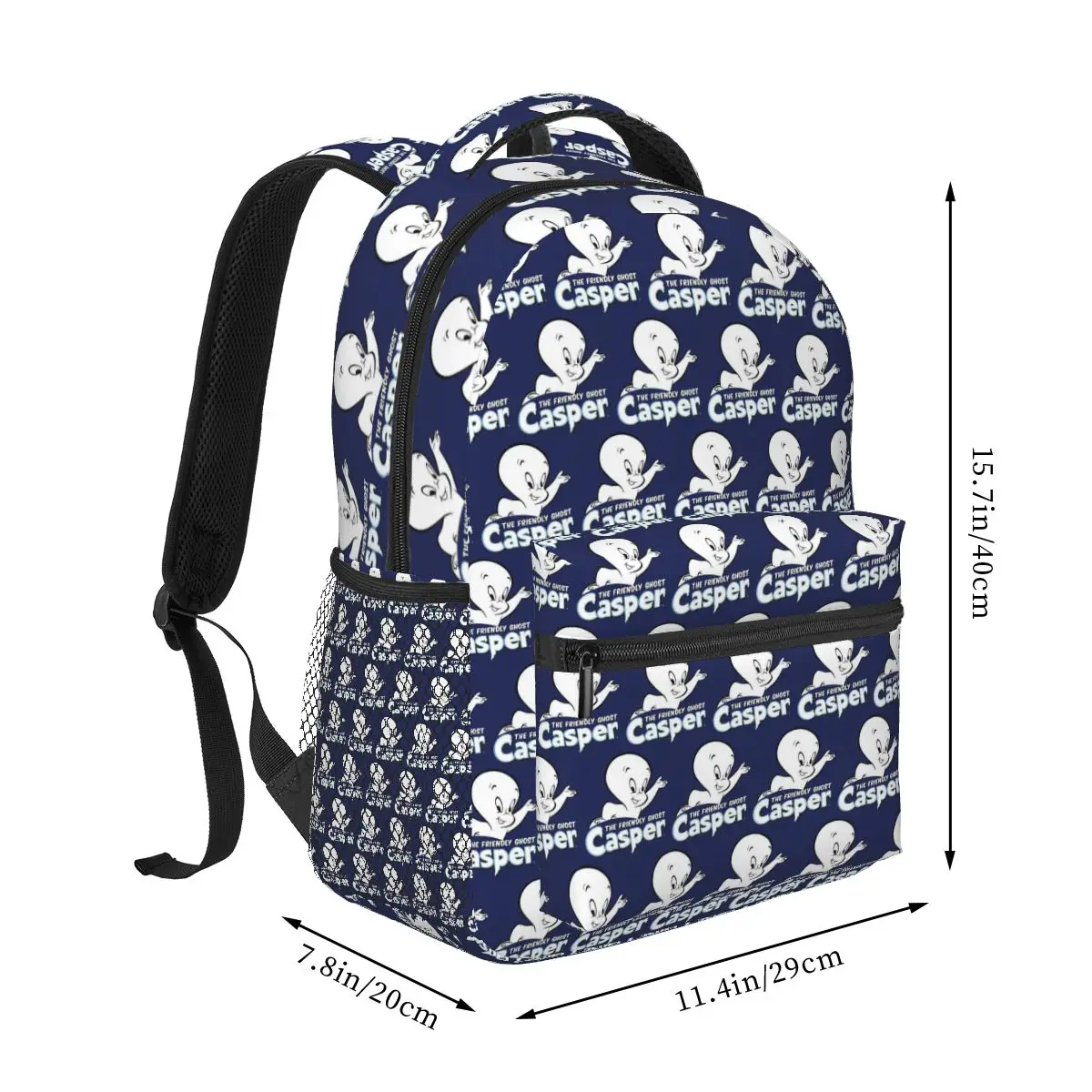 The Friendly Ghost Casper Student Backpack School Bag Hiking Travel Daypack for Boys Girls Fashion Bookbag Shoulder Bags