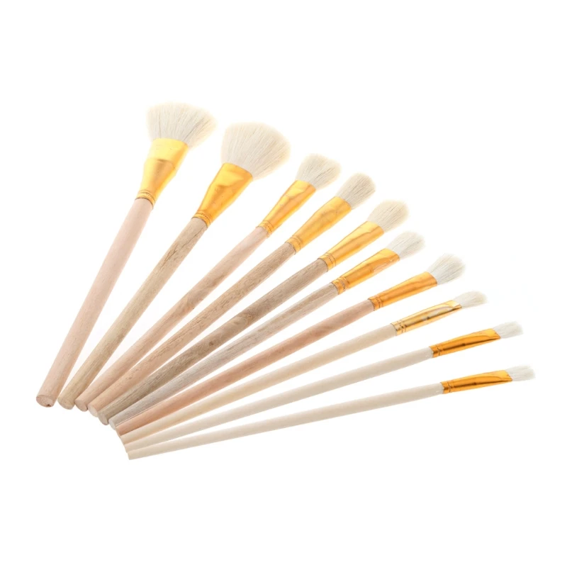 10Pcs Brushes Set for Art Painting Oil Acrylic Watercolor Drawing Craft DIY Kid