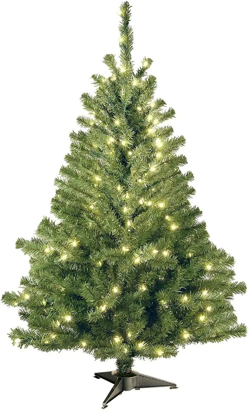 

Tree Company 4 ft Pre-Lit Kincaid Spruce Mini Artificial Christmas Tree, 100 Clear Lights, 269 Tips, Includes Stand, Green