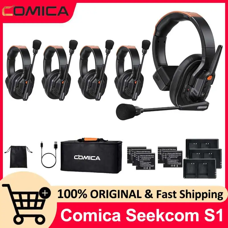 

Беспроводная интерком-система COMICA Seekcom S1 для 5 пользователей с полнодуплексной связью, дальность связи 1300 футов, для командной связи