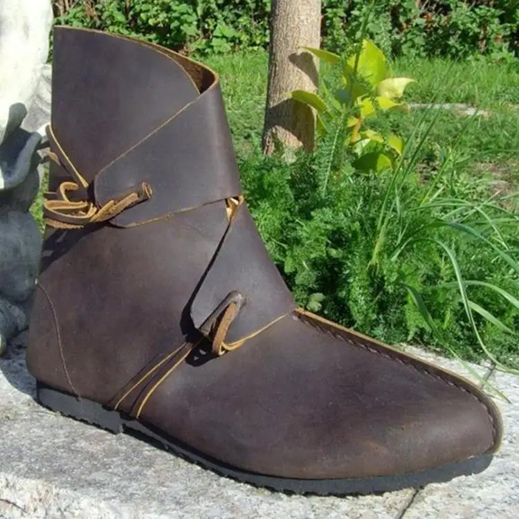 Cosplay Men's Medieval PU Leather Shoe Middle Ages Ankle Boots Victorian Renaissance Boot Shoes
