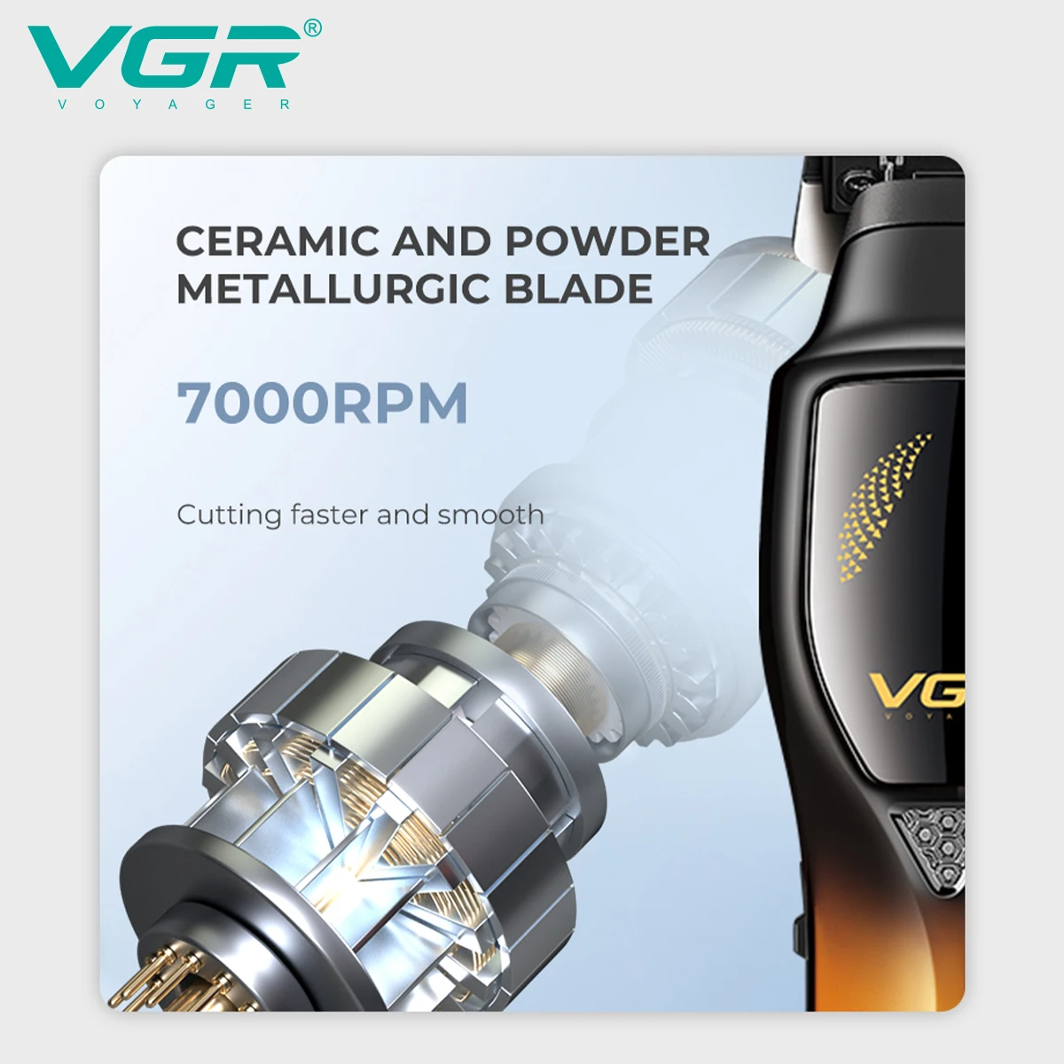 Vgr 187 USB شحن مقص الشعر المهنية اللاسلكي الكهربائية الرجال الحلاقة التدرج ذكي الرقمية دفع المقص