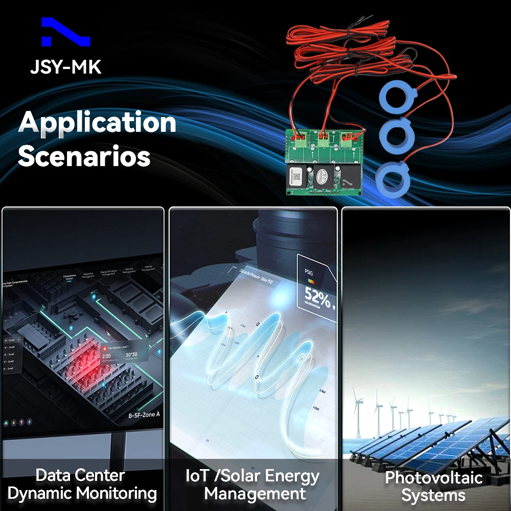 JSY-MK-333 80A 3P4W Bidirectional Current Voltage Electric Energy Meter With RS485 TTL External Enclosed CTs
