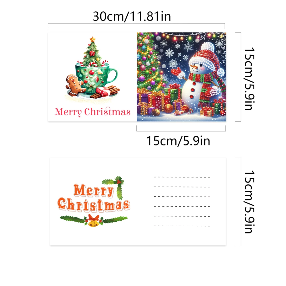 6pcs DIY Diamond Painting Greeting Card Set Rhinestone Diamond Art Mosaic Postcards Creative Birthday & Thanksgiving Card Kit