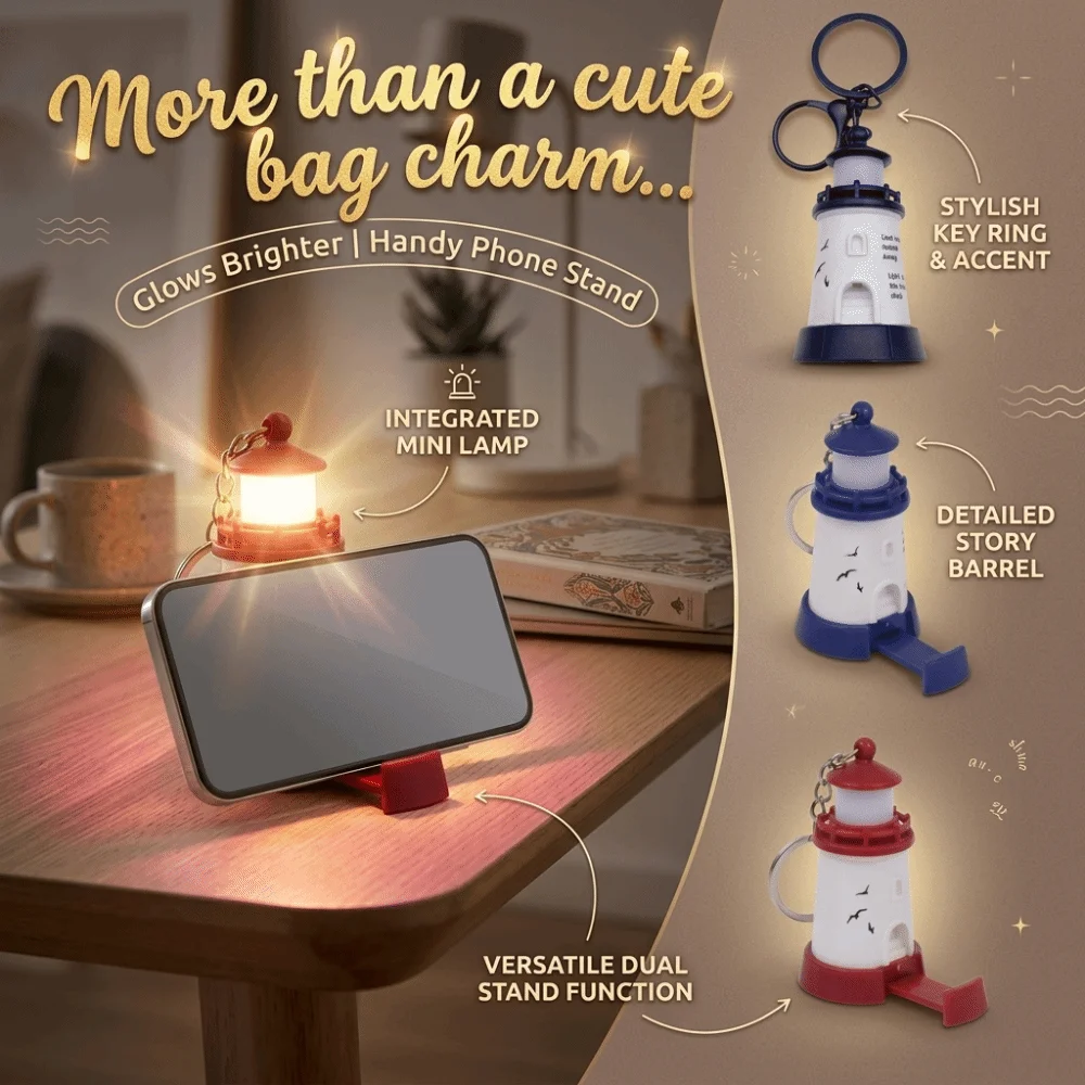 Luminous Lighthouse Keychain LED Light Up Mobile phone stand LED Lightup Keychain Night Light Keychain