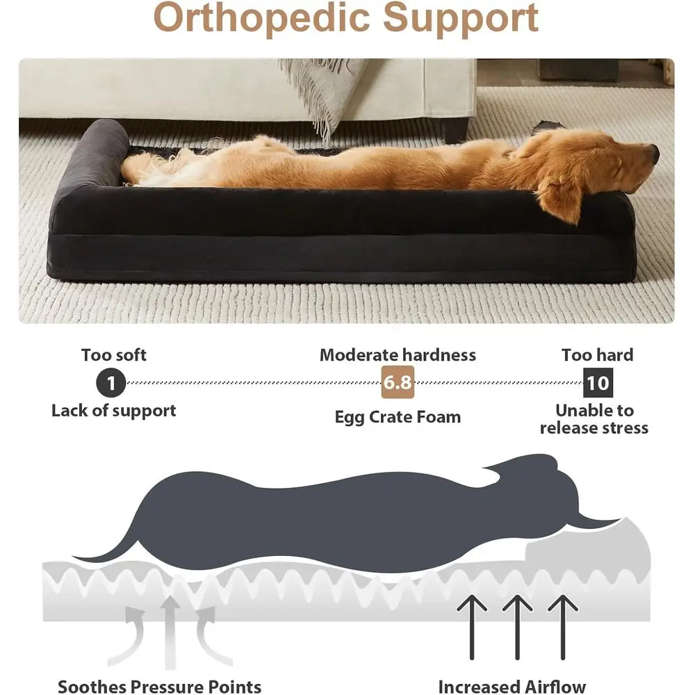 Extra-Large Orthopedic Dog Bed with Waterproof Cover for Medium to Large Dogs - Removable & Washable