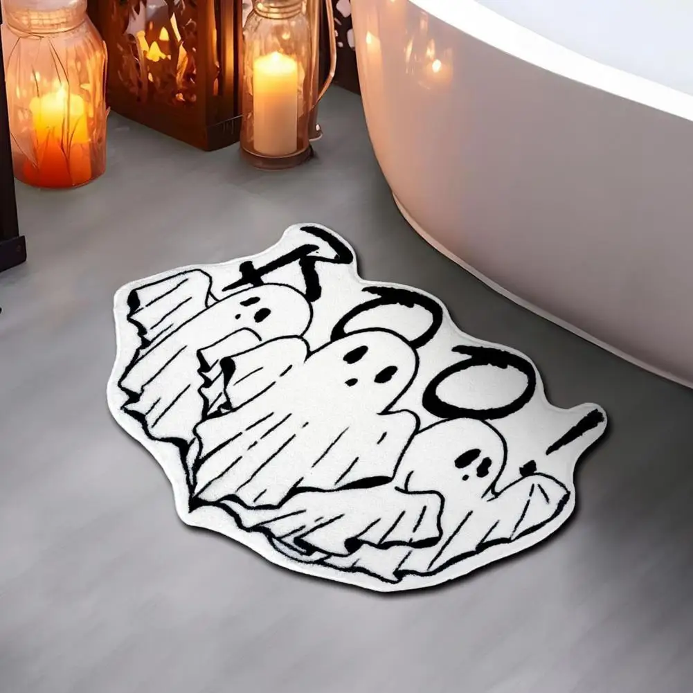 Fiber Shedding Resistant Mat Halloween Bathroom Rug Floor Mat with Water Absorbent Plush Construction Anti-slip for Halloween