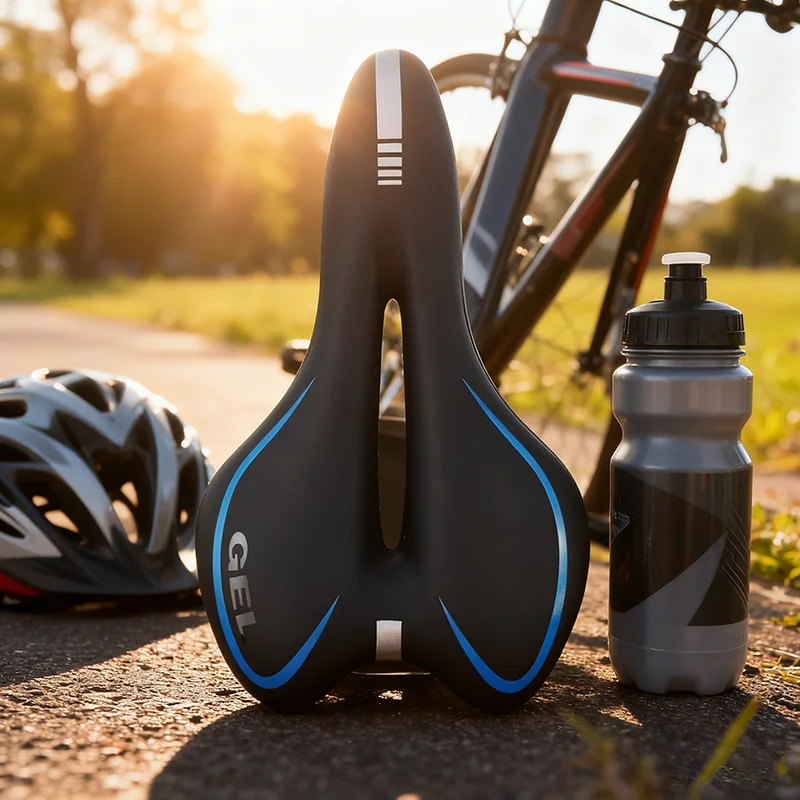 مقعد مريح لركوب الدراجات مقاوم للصدمات من جلد البولي يوريثان، سرج جل مملوء بالسيليكا للدراجات #6