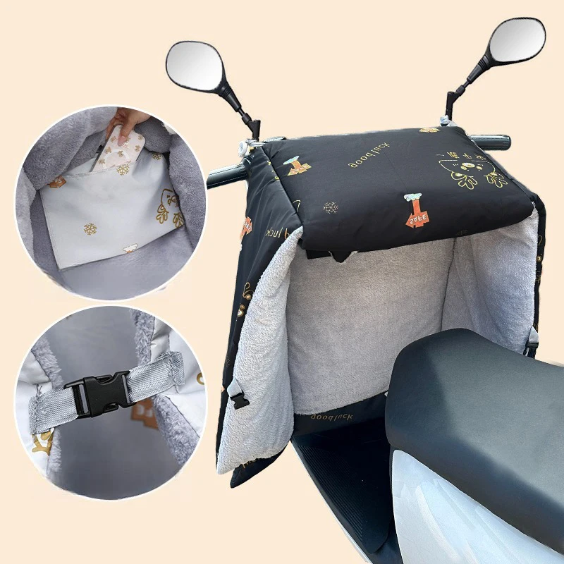

Winter Motorcycle Windshield Cover Electric Bike Windscreen Protector Knee Warmth Insulation One-Piece Design No Handlebar Cover