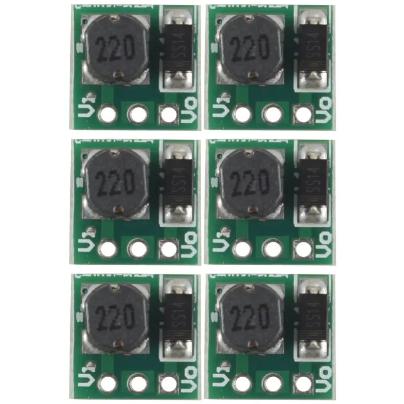 6X 0.9-5V To 5V DC-DC Step-Up Power Module Voltage Boost Converter Board 1.5V 1.8V 2.5V 3V 3.3V 3.7V 4.2V To 5V Green