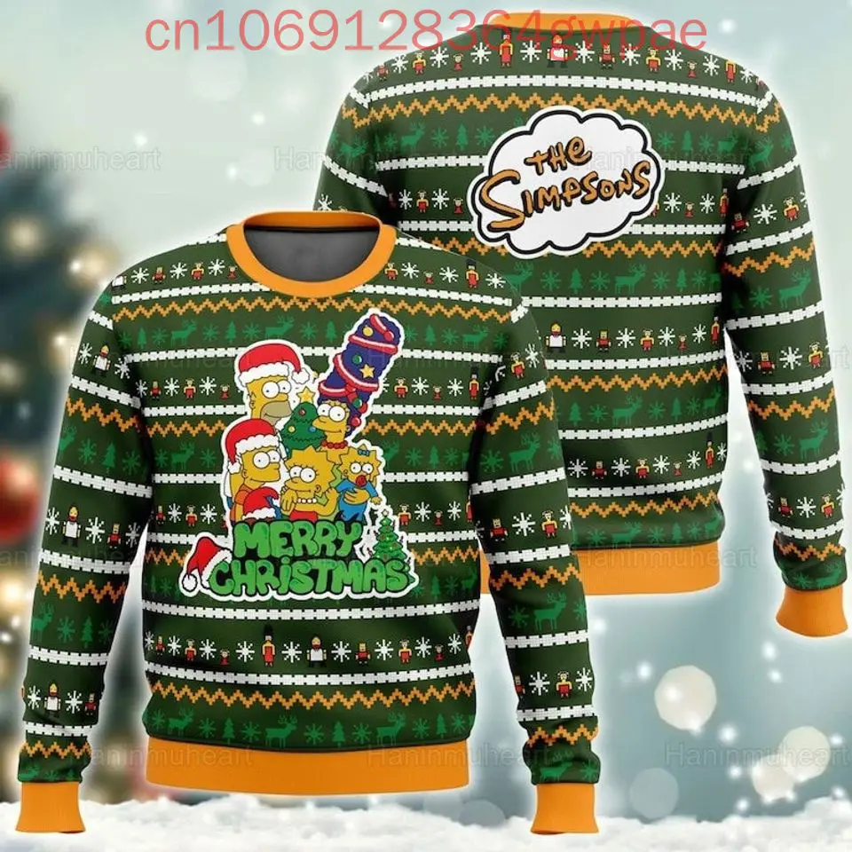 Disney Simpsons Homer Ugly Sweaters Christmas Gift Cartoon 3D Print Christmas Sweaters Fashion Casual Sweater