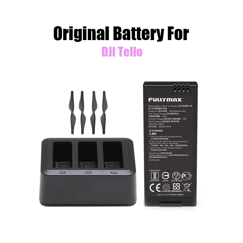 Оригинальный аккумулятор емкостью 1100 мАч для DJI Tello/Tello EDU 3,8 В, полетный аккумулятор, перезаряжаемый дюбель, пропеллер для аксессуаров для дронов Tello