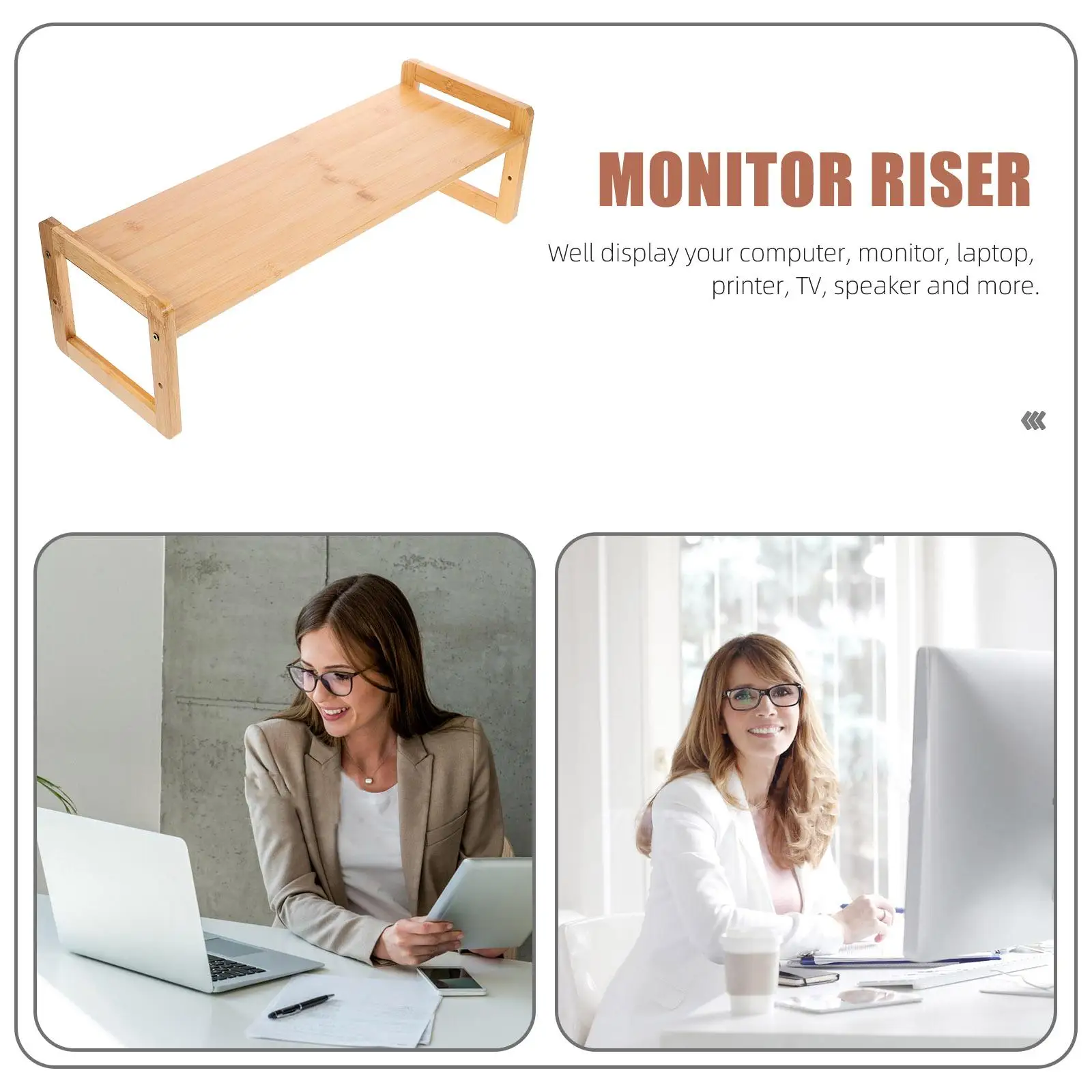 Bambus Lagerregal Monitor Riser Einschichtiges Desktop-Computerregal Wohnheim Essentials Holzständer Aufzug Robust Langlebig Multi