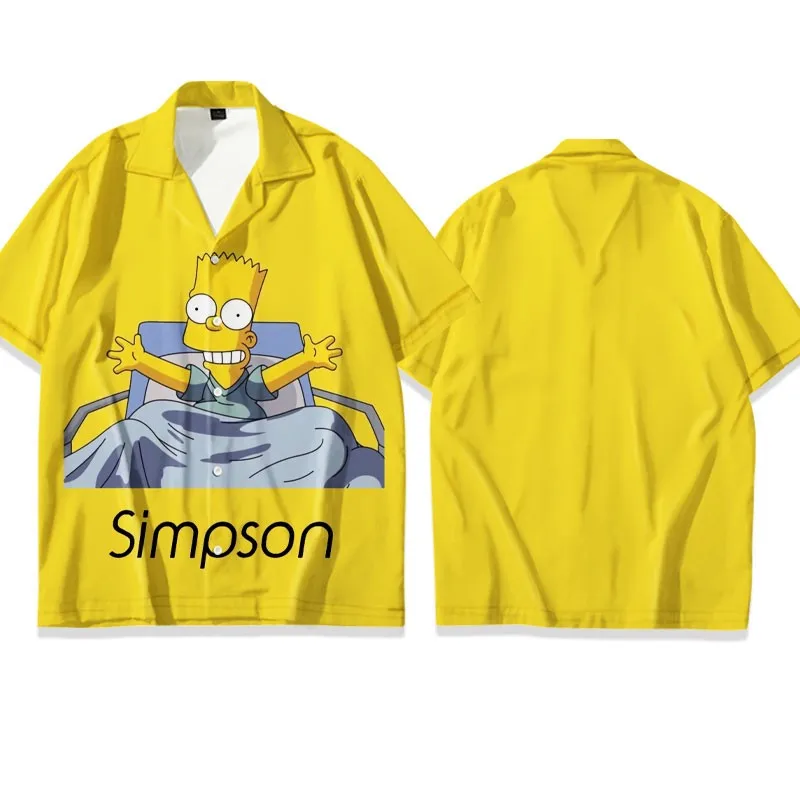 

Disney The Simpsons family Summer 3D Shirts Men's Hawaiian Shirts Street Tops Cute Cartoon Shirts Men's Casual Fashion Shirts