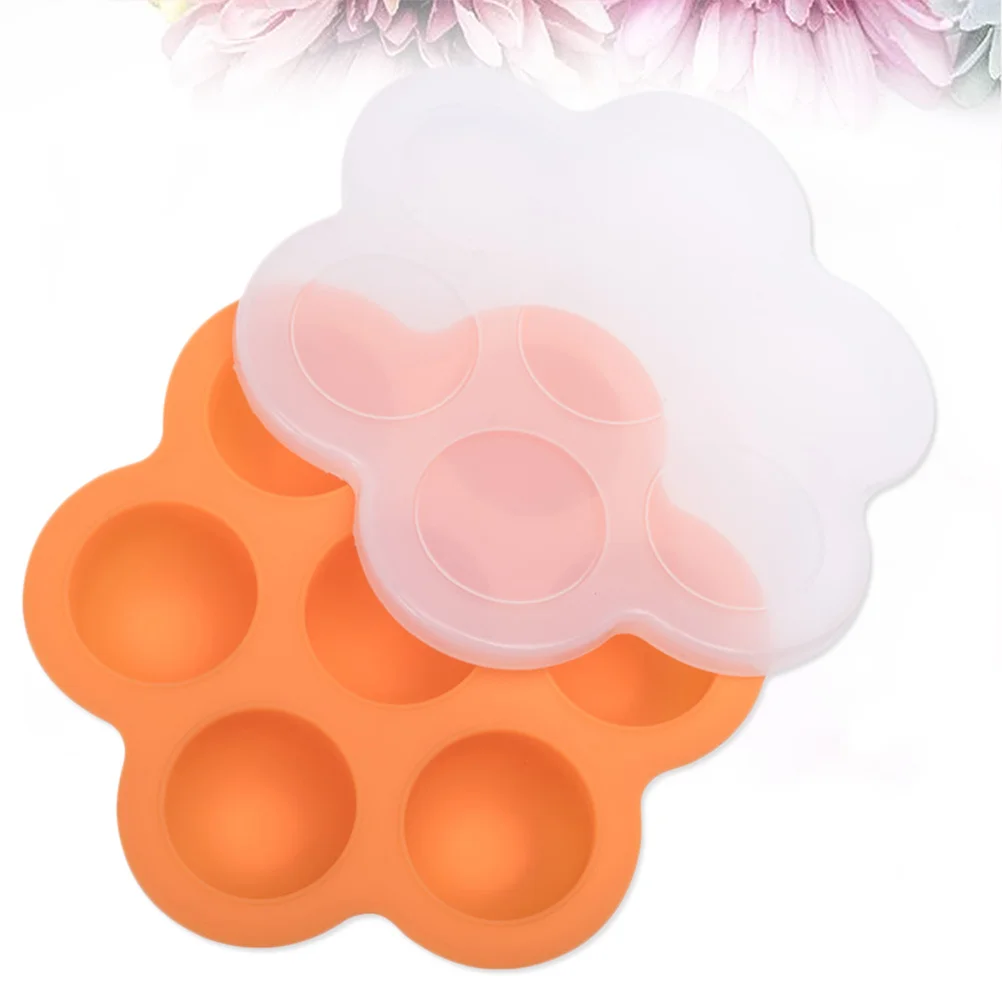 

7 Compartments Baby Food Storage Box Clip-on Lid Freezer Tray Baking Serving Containers Fresh Longer Silicone Orange
