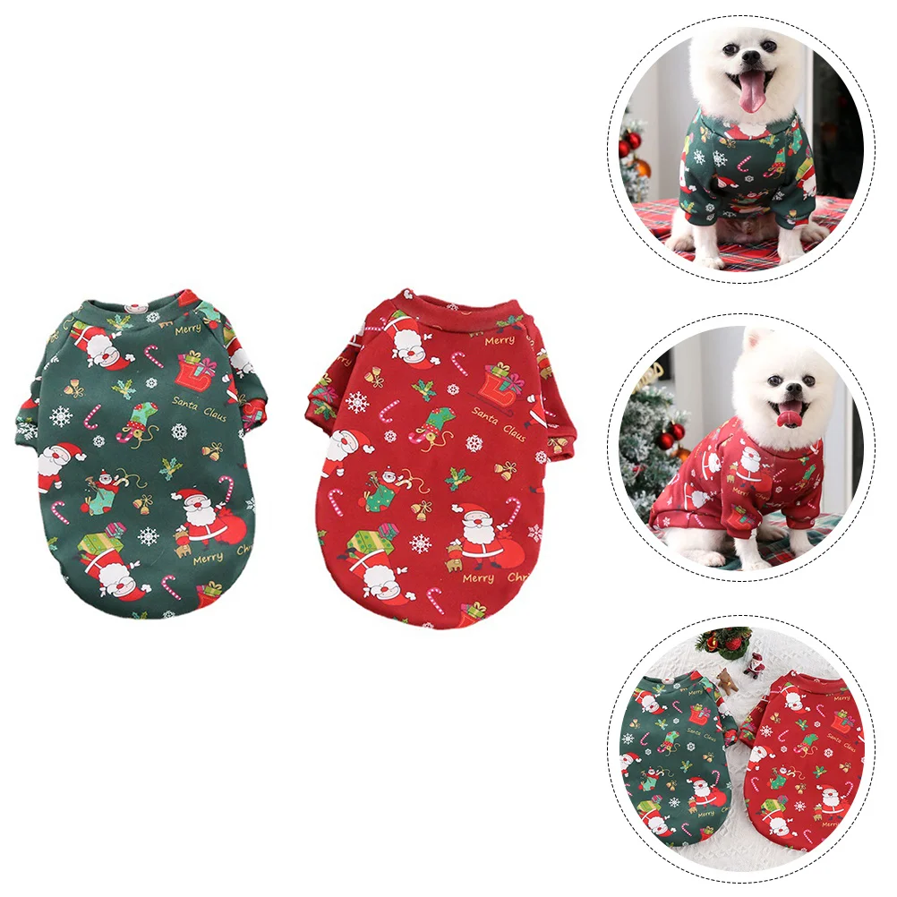 

2Pcs Pet Christmas Costume Premium Soft Material Easy Fit Holiday Pet Clothing for Dog Cat Party Celebration Gear