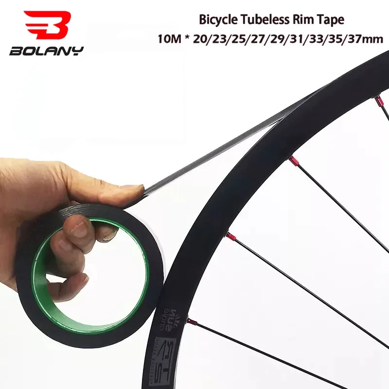 Bolany Bicycle Tubeless Rim Tape 10 Meters 37/35/33/31/29/27/25/23/20mm Width Strips Lightweight MTB Road Bike Wheel Accessories