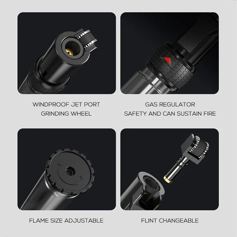 2024 New Jobon Jet Flint Lighter Windproof Gas Torch Lighter Inflated Butane Metal Grinding Wheel Lighter Christmas Gift Men