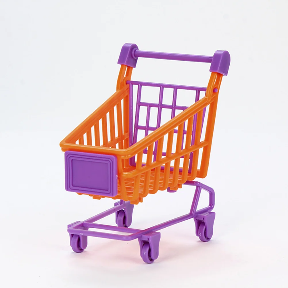 2 Pcs Mini Shopping Cart Toy Kids Playing PVC Simulation Trolley Dolls Storage Rack