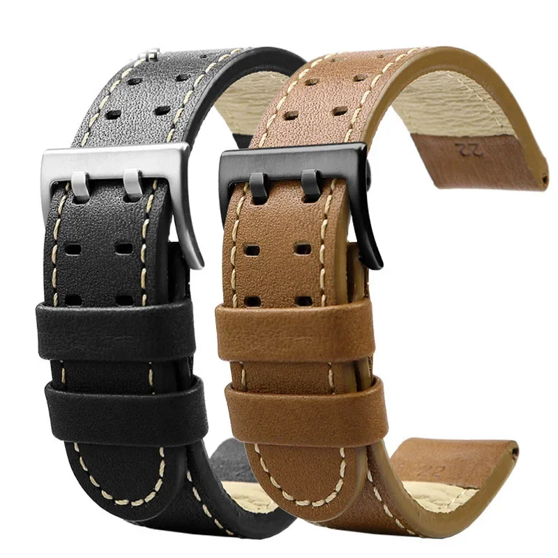 For Hamilton Genuine Leather Watch Strap khaki Airlines H77616533 And H70615733 Jazz Field Men Watchband 20mm 22mm