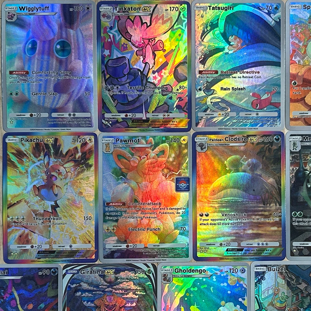 13 ピース/セット新 DIY アニメ PTCG ポケットコレクションカード英語バージョン WIGGLYTUFF TATSUGIRI エンボステクスチャフラッシュカード子供のギフト