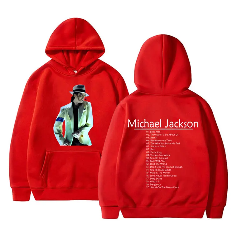 Vintage Michael Jackson Double Sided Print Hoodie Men Women Hip Hop Punk Rock Sweatshirt Men's Fleece Casual Oversized Hoodies - Image 3